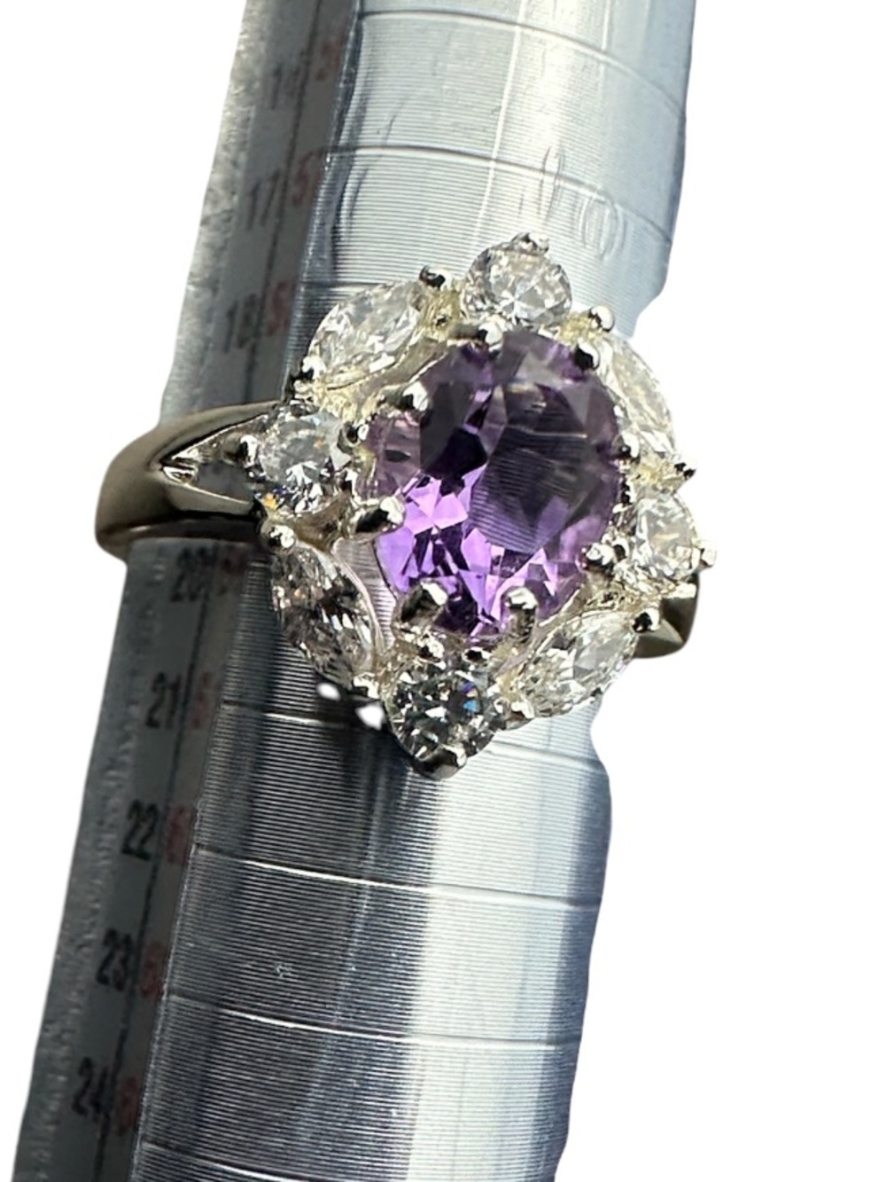 Amethyst and Cz. jewelry ring